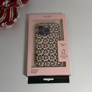 Kate Spade iPhone 14 Pro Case with Heart Design - Black and Pink